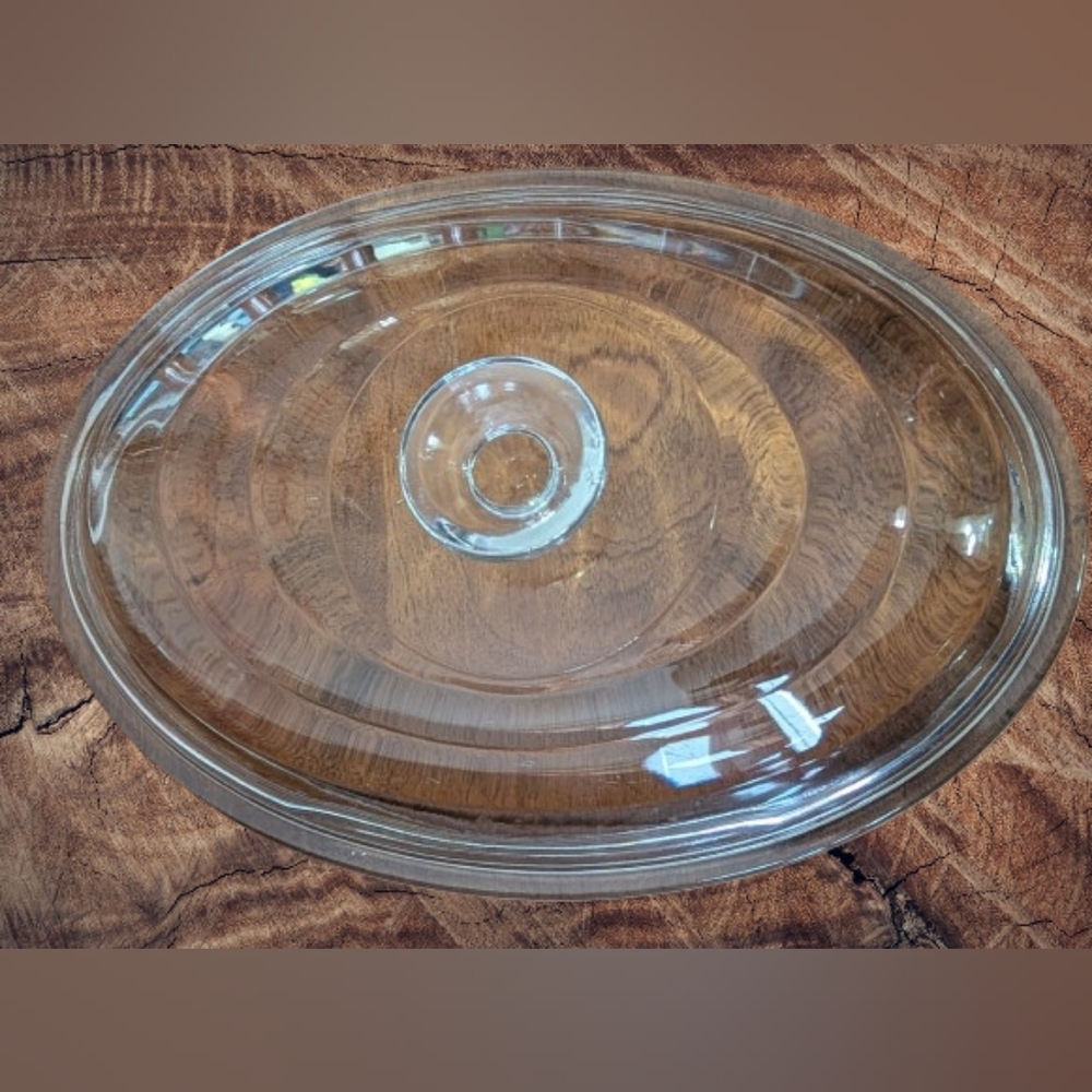 Vintage Large Clear Glass Oval Lid Replacement Pyrex